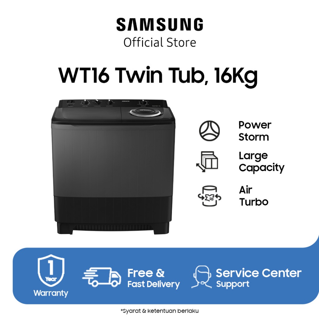 Jual Samsung WT16 Twin Tub Dengan Air Turbo, 16kg - WT16B5240BA/SE ...