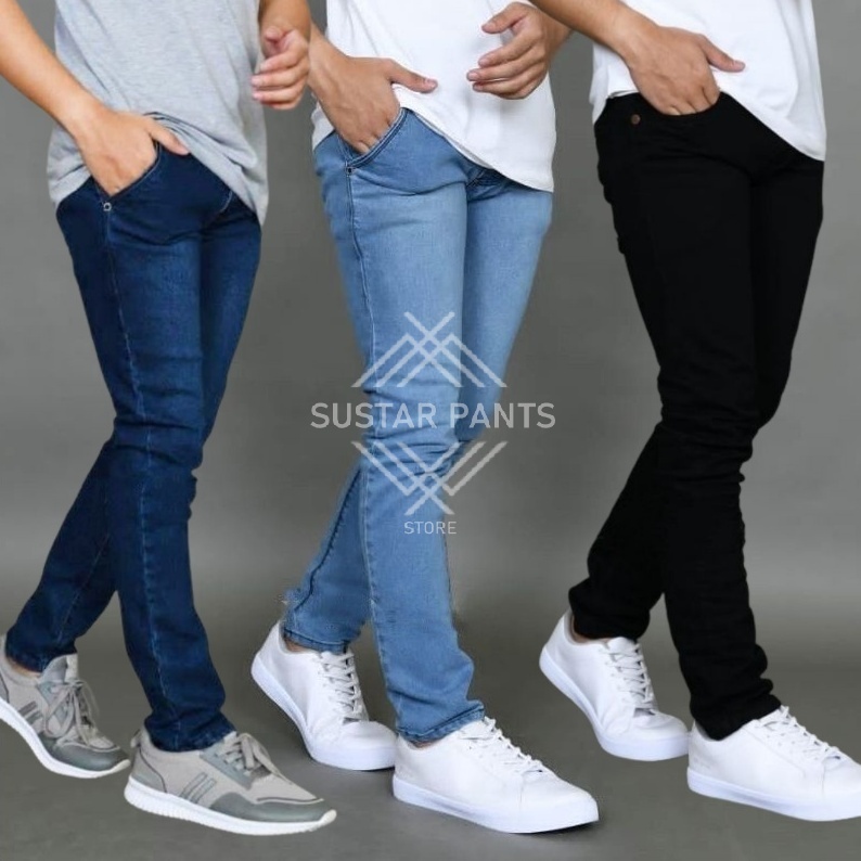 Jual Celana jeans pria Bahan streach melar pensil Slimfit cowok panjang