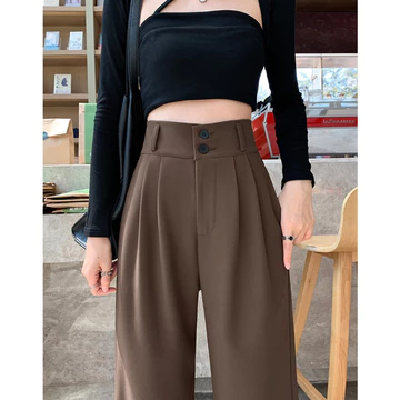 Korean Import Krem Fashion Loose Highwaist Wanita Kulot