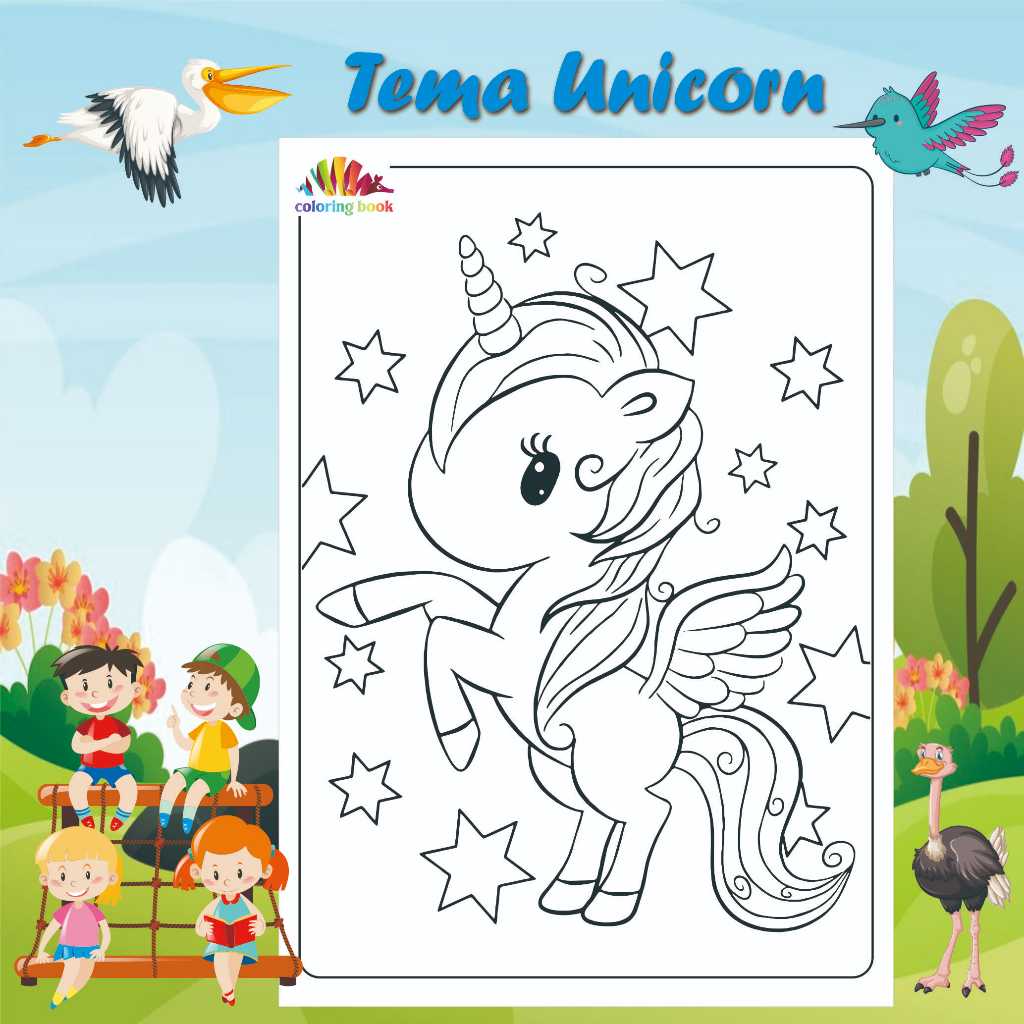 Jual KERTAS MEWARNAI / COLORING / KERTAS GAMBAR / UNICORN / KERTAS ...