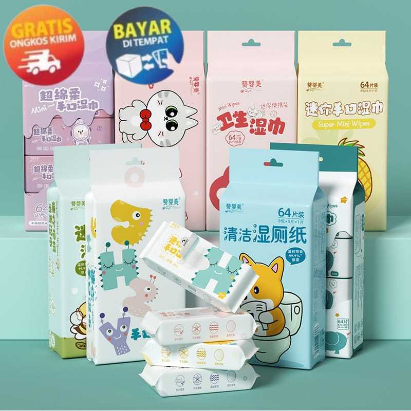 Jual KP143 TISU BASAH BAYI ISI 64 LEMBAR TISSUE BASAH BABY MURAH BABY
