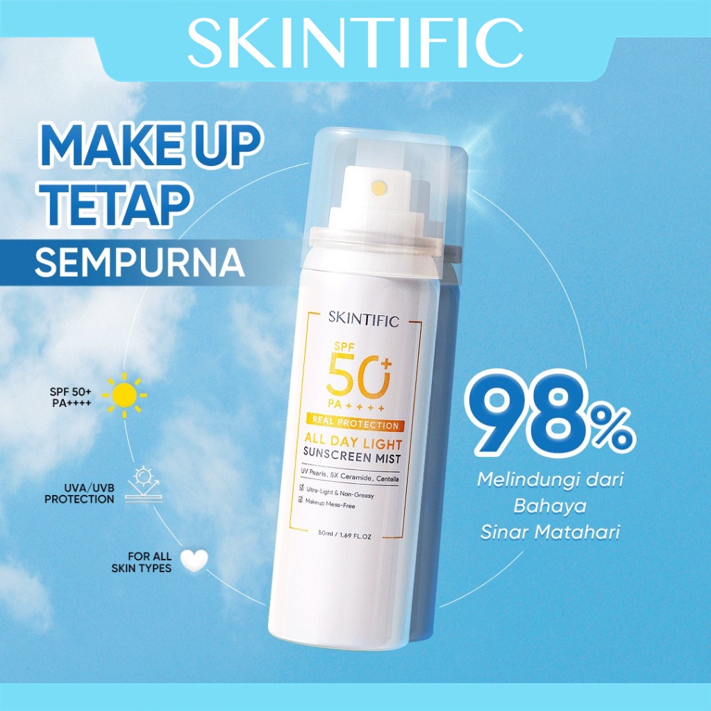 Jual Skintific Sunscreen Spray all day light Sunscreen Mist SPF50 PA++++ Body Sunscreen / Face