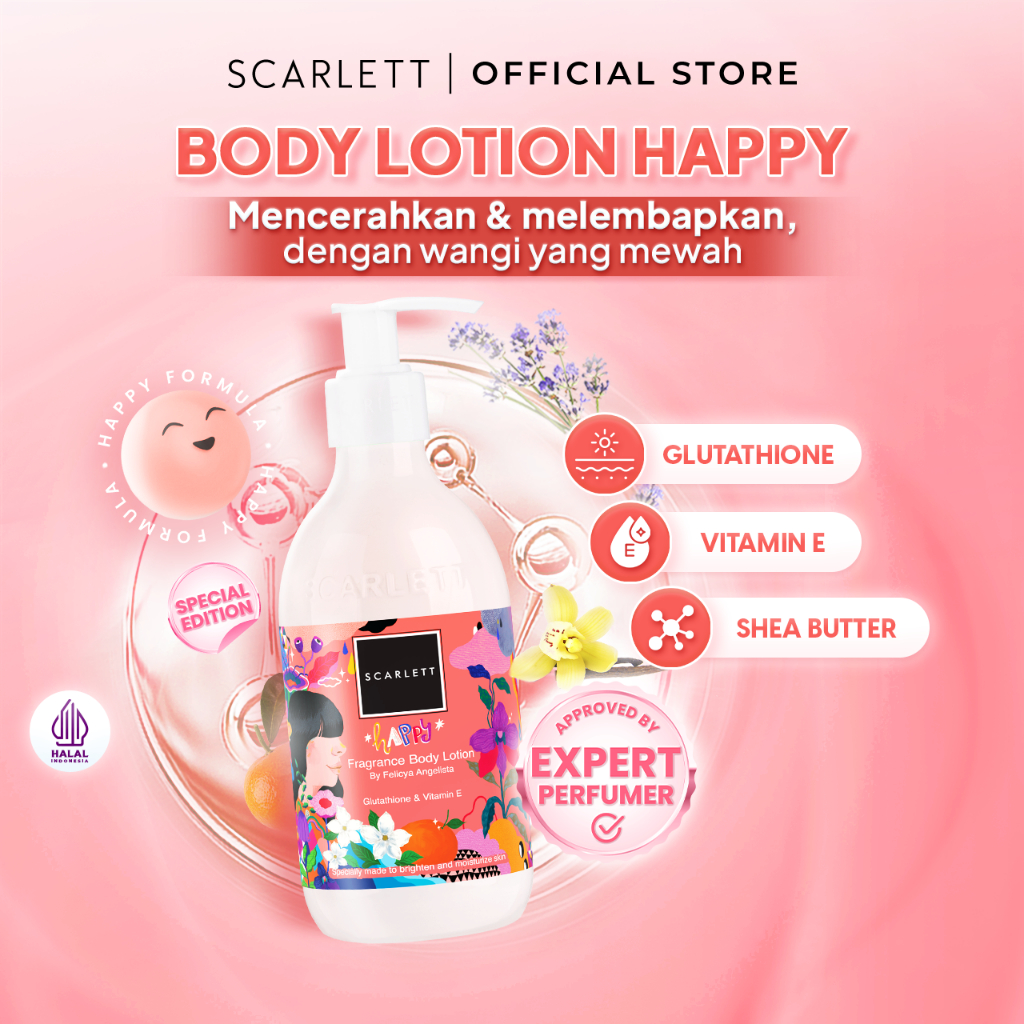 Jual Scarlett Whitening Happy Fragrance Brightening Body Lotion