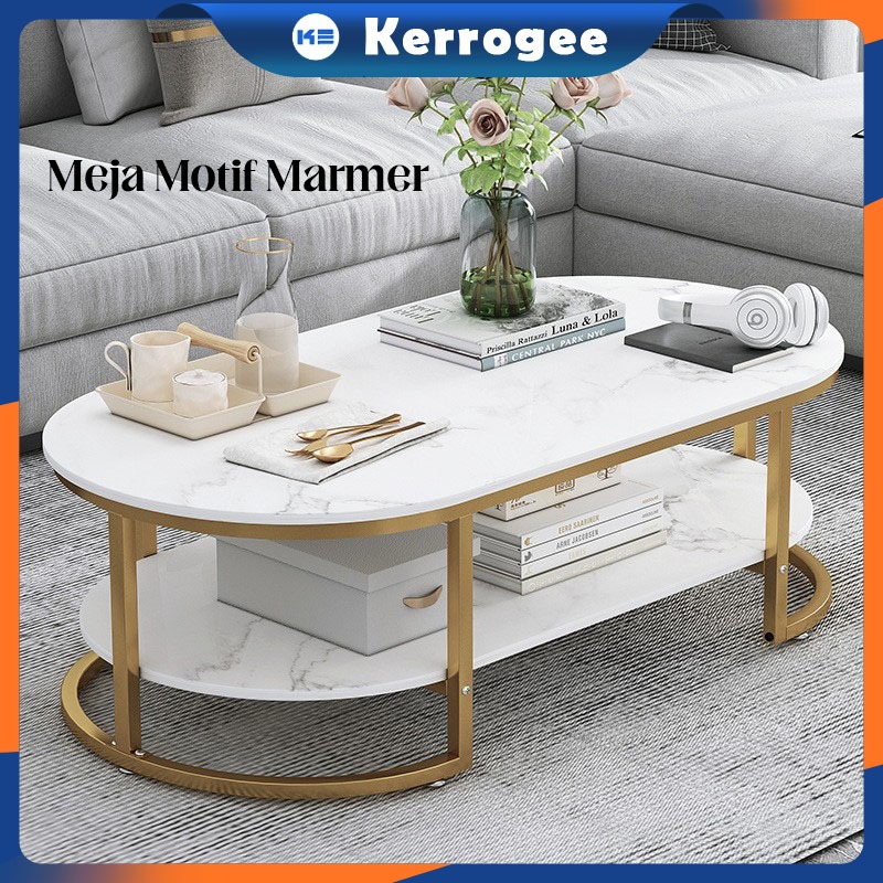 Jual Meja Tamu marble gold meja coffee table meja oval marble gold