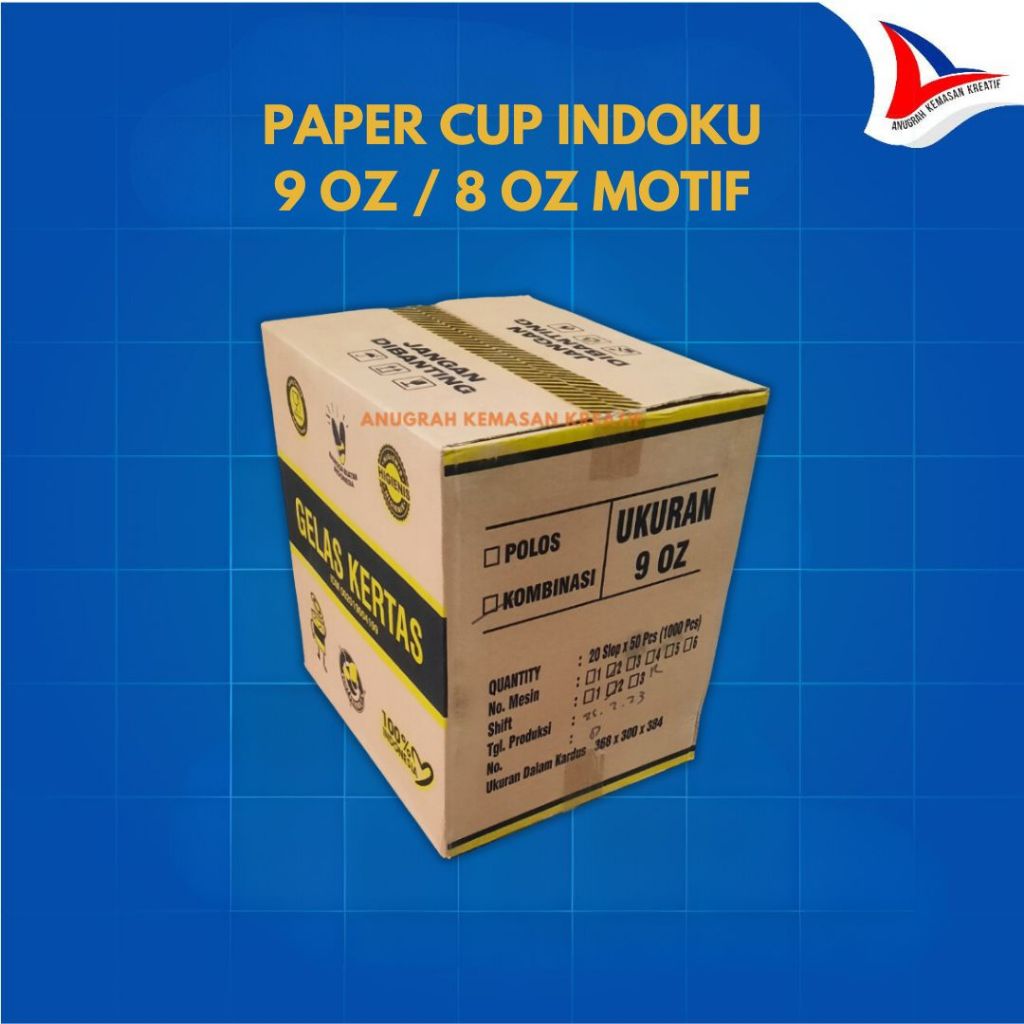 Jual Paper Cup Indoku 9 / 8 Oz Motif / Gelas Kertas Kopi Isi 1.000 Pcs ...
