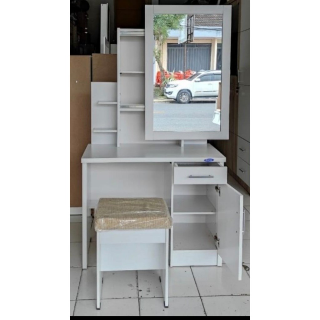 Jual meja rias oval dan kotak series Gstar + Rakit | Shopee Indonesia