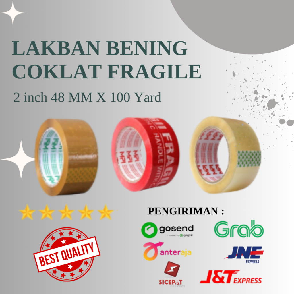 Jual PENGIRIMAN CEPAT - Lakban Bening Coklat Fragile 2 Inch 48 X MM X ...