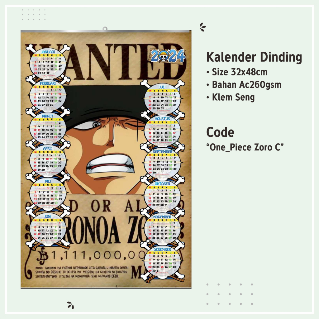 Jual Kalender Poster Karakter One piece Shopee Indonesia