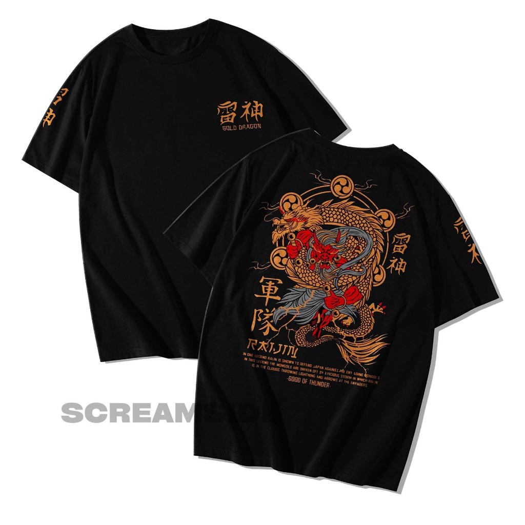 Jual Kaos Distro Pria SUKAJAN / Kaos MEMPHIS ORIGINS GOLD DRAGON / Kaos