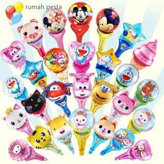 (isi 50pcs) Balon Pentungan Karakter Kartun/ Hand Stick Balon Foil Hello Kitty Little pony