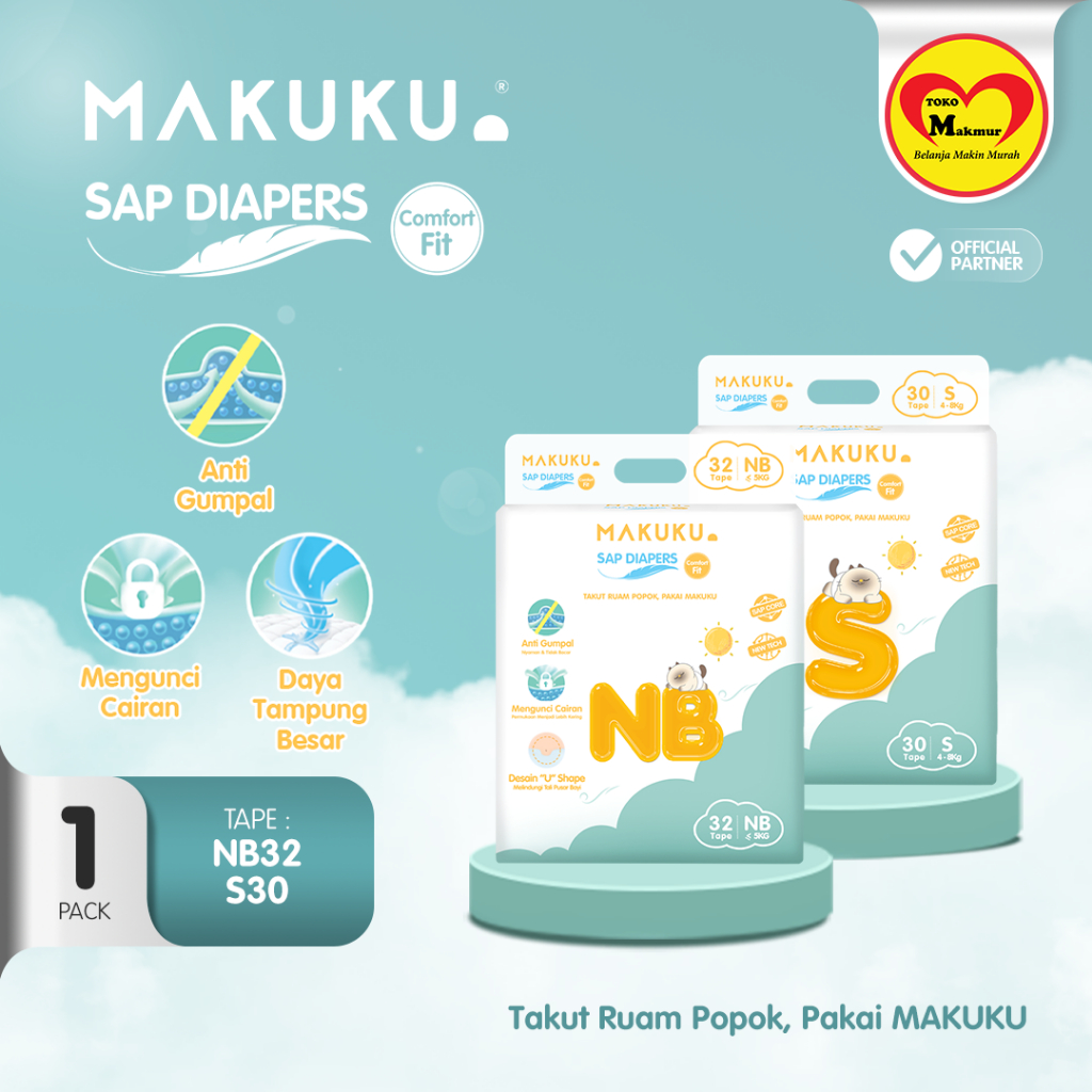 Jual Makuku Sap Diapers Comfort Fit Tape Nb32/S30/ Toko Makmur Pondok ...