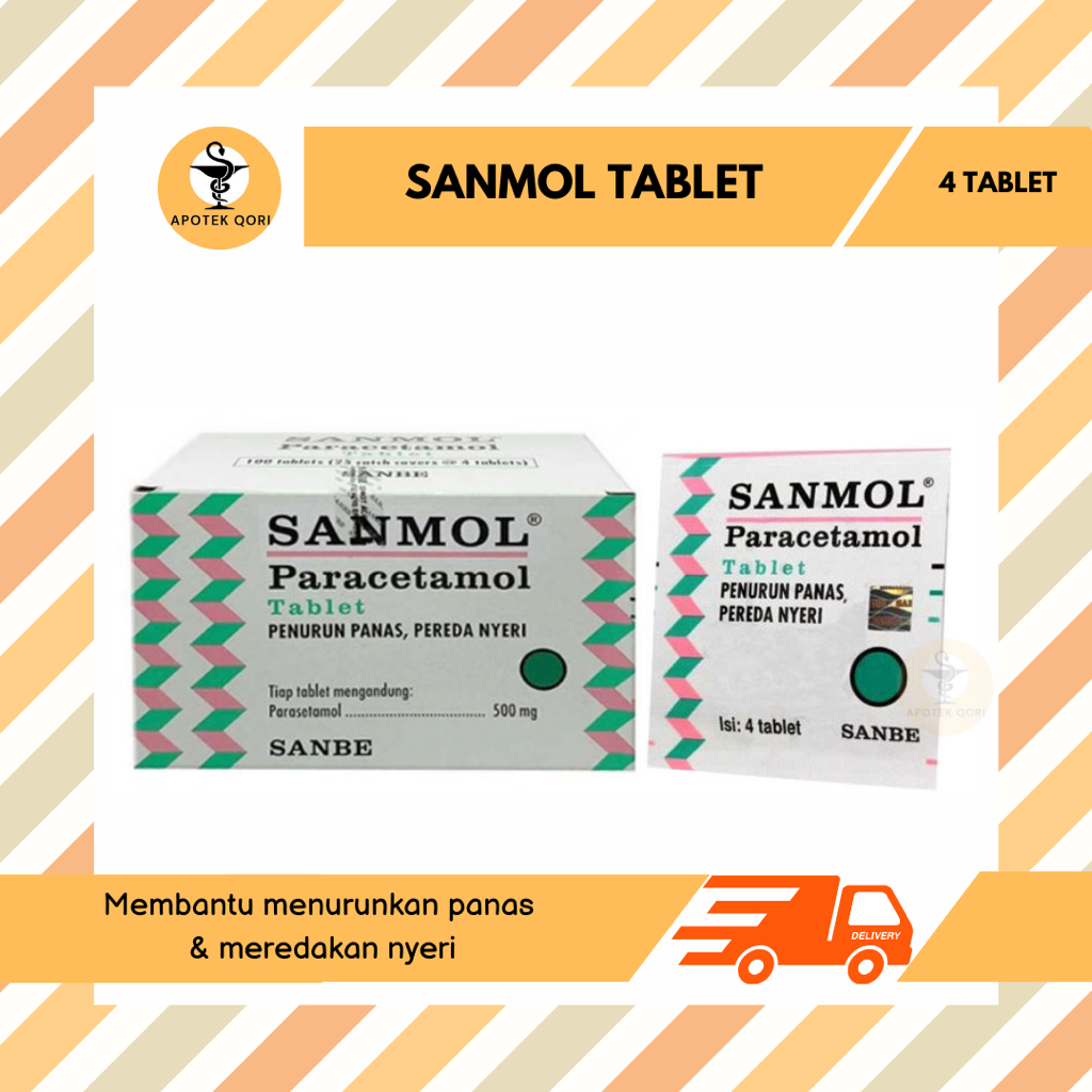 Jual Sanmol Strip 4 Tablet Paracetamol 500 Mg Penurun Demam Pereda Nyeri Shopee Indonesia