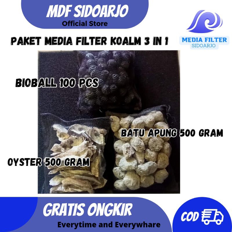 Jual Paket Media Filter Kolam Ikan Hias Koi 3 in 1 Bioball Batu Apung dan Oyster Shopee Indonesia