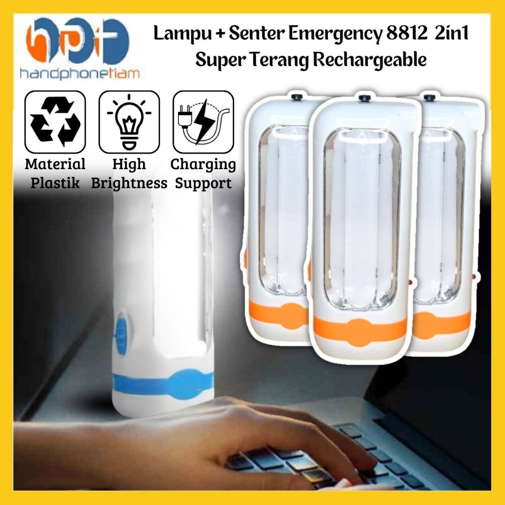 Jual Lampu + Senter Emergency 8812 2in1 Lamp Led Penerangan Jarak Jauh/Flashlight Torch Light