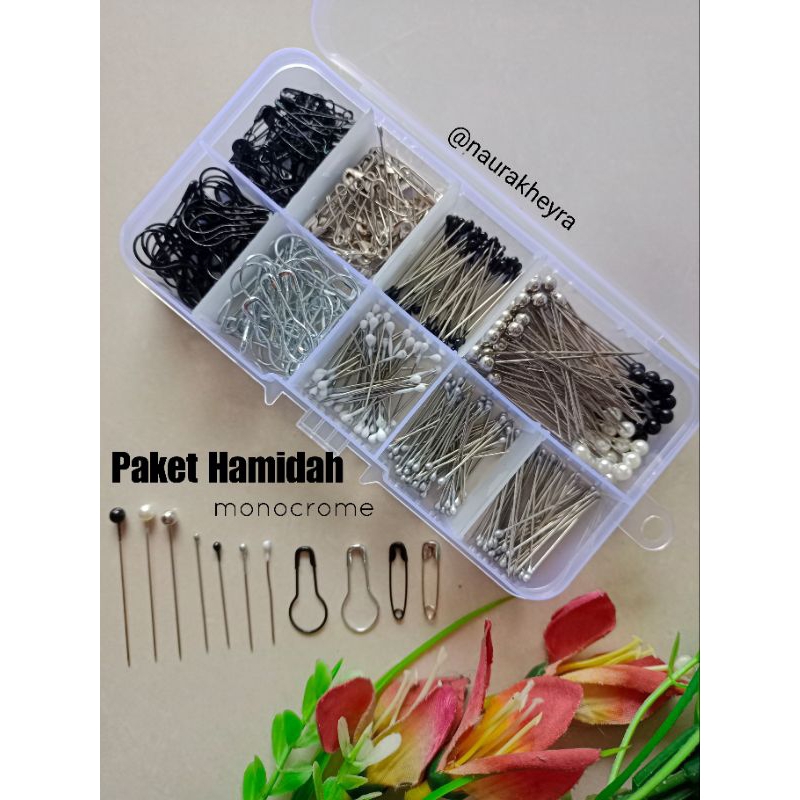 Jual Paket pin hijab hamidah monocrome / hijab kit isi peniti bohlam ...