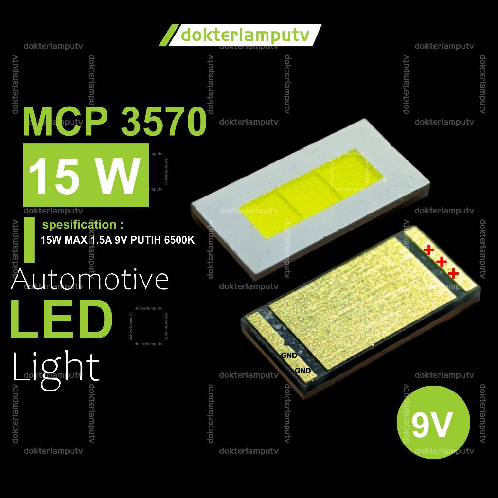 Jual LED CSP MCP 3570 9V 15W SUPER TERANG PENAMPANG LEBAR LEBIH KUAT ...