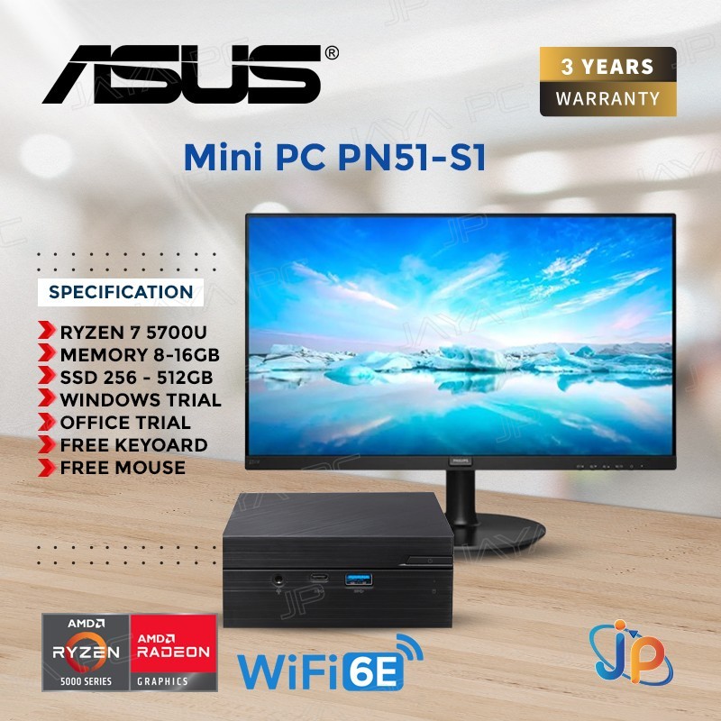 Jual Paket Fullset Asus Mini Pc PN51S1 AMD Ryzen 7 5700U NON