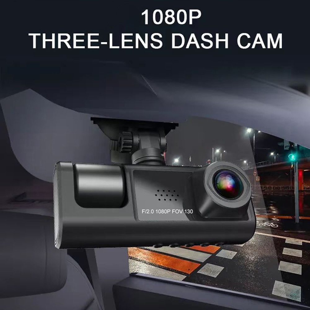 Jual [Ready]1080P DVR Dash Camera Front & Inside & Rear Camera Driving ...