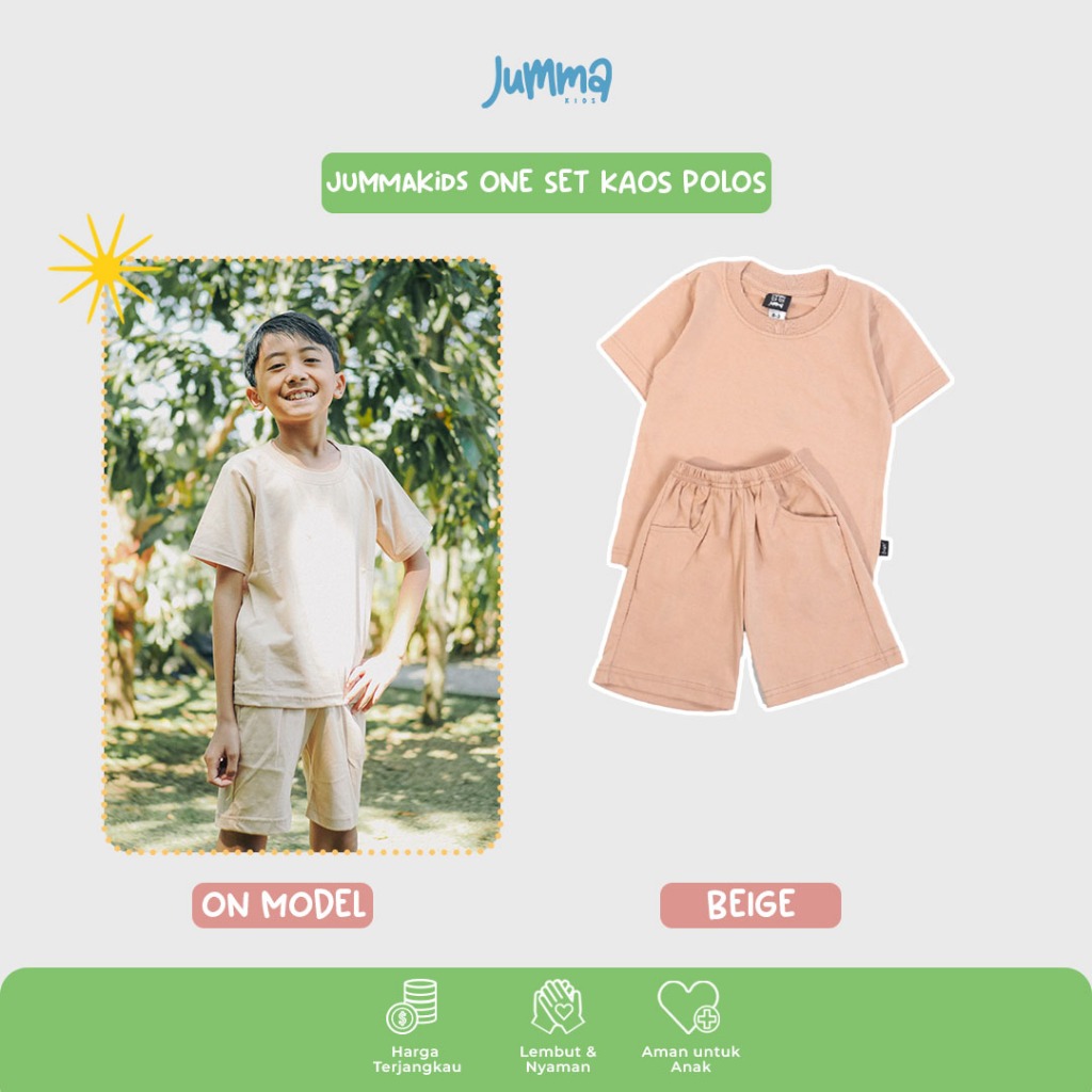 Jual JummaKids One Set Kaos Polos Anak Beige | Shopee Indonesia