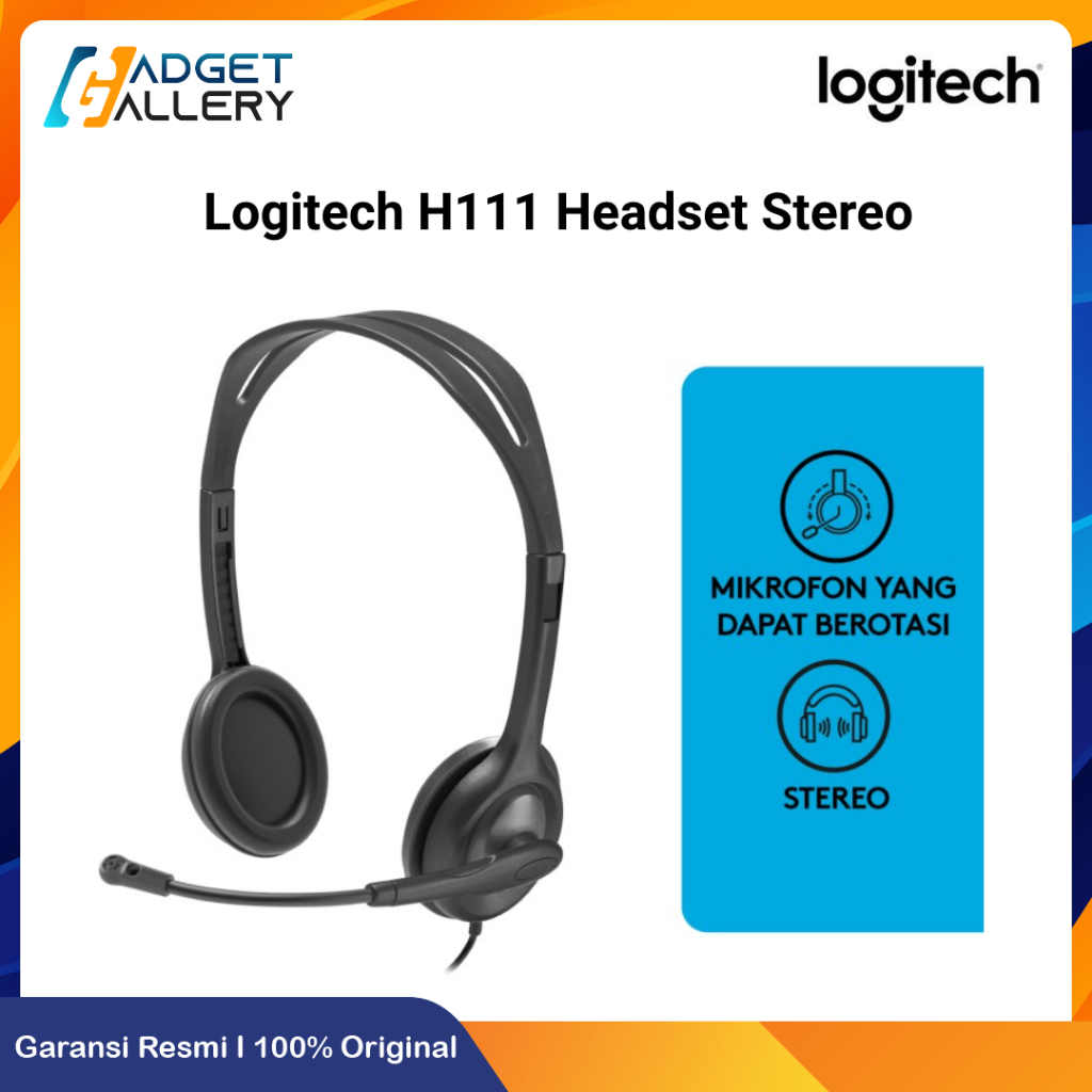 Jual Logitech H111 Wired Headset With Microphone Single 3.5mm Jack With
