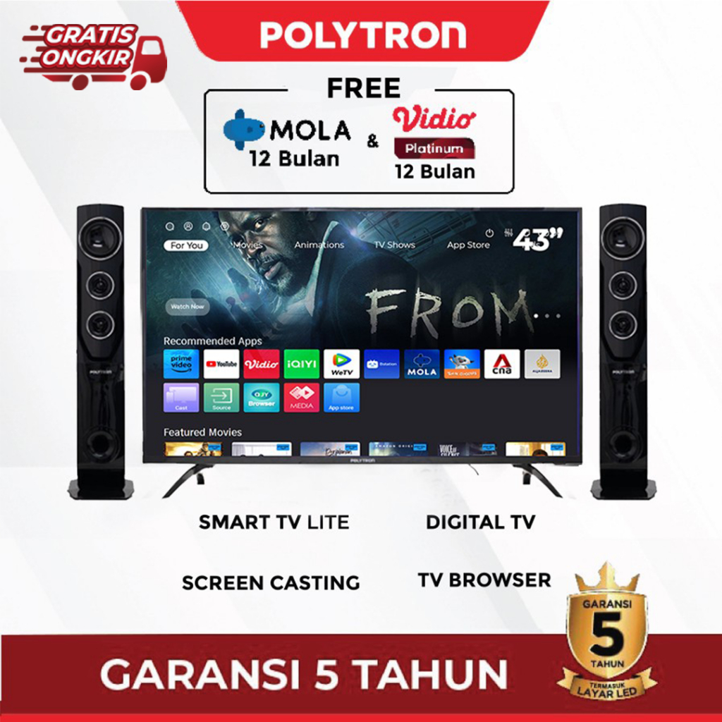 Jual POLYTRON SMART LITE CINEMAX DIGITAL TV 43" PLD 43TCV8865 Shopee