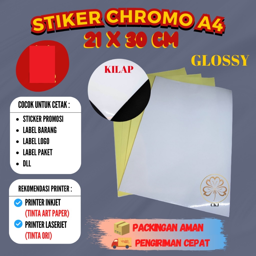 Jual STICKER CHROMO A4 / KERTAS STIKER GLOSSY MENGKILAP A4 | Shopee ...