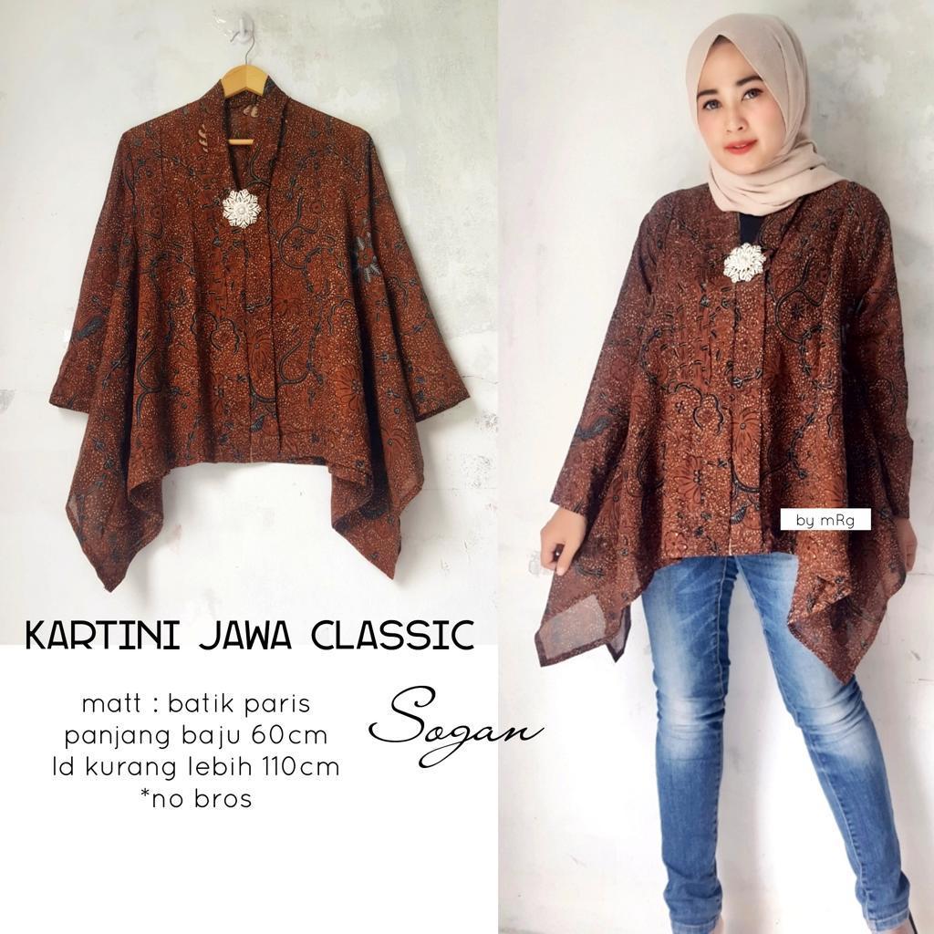 Jual Blus Batik Kartini Paris Jawa Classic Sogan | Shopee Indonesia