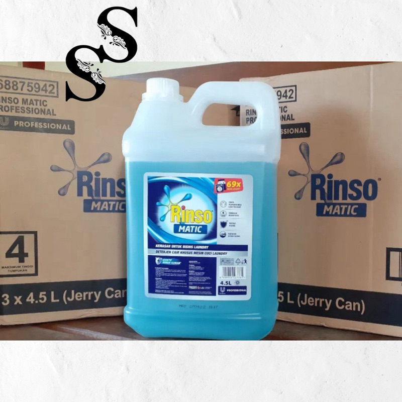 Jual 1 CARTON (ISI 3 JERIGEN) RINSO MATIC PROFESIONAL LIQUID 4,5L 100% ...