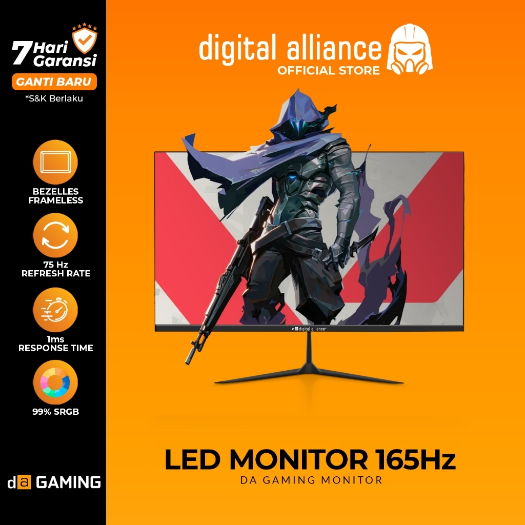 Jual Digital Alliance Monitor Led Da Bezelless Frameless Inch Ips Hz Hdmi Vga Black