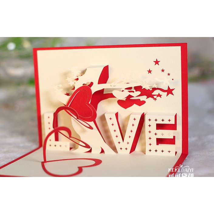 Jual Kartu Ucapan 3d 4d Love Kapital / Gift Card Kasih Sayang Valentin