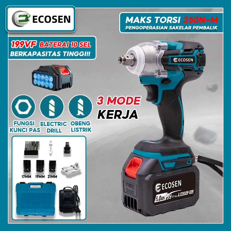 Jual Ecosen Vf Set Bor Dampak Mesin Impact Baterai Cordless Impact