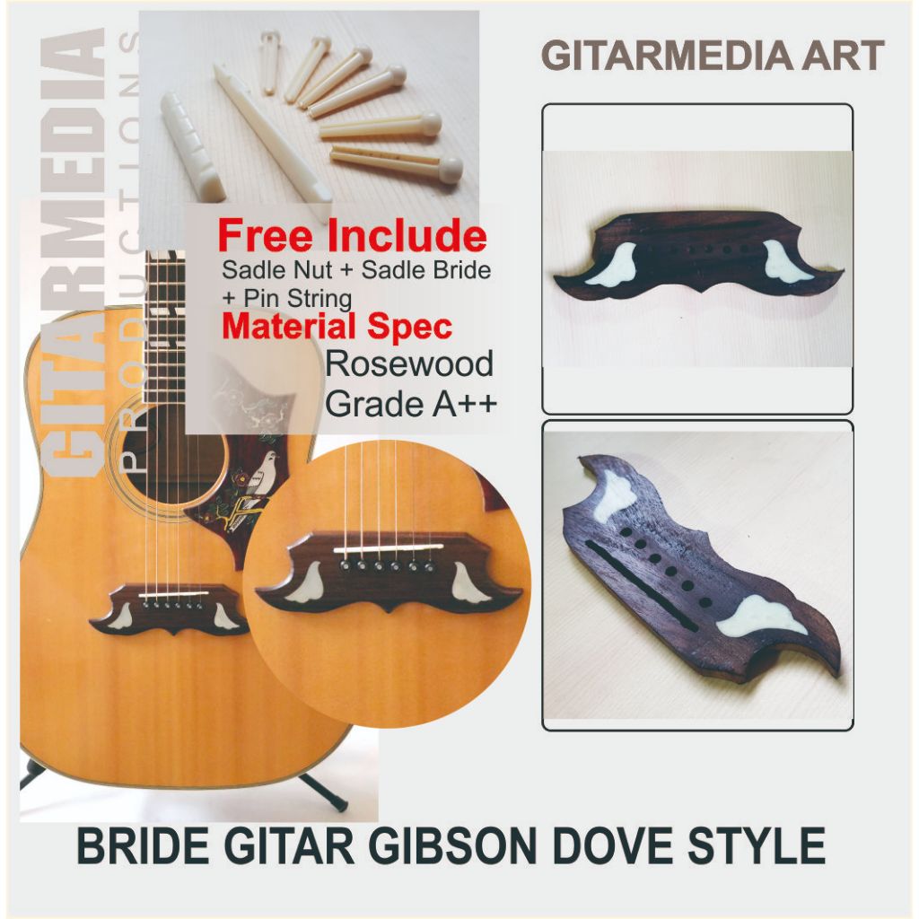 Jual Bridge akustik custom gitar gibson dove model bridge gitar gibson