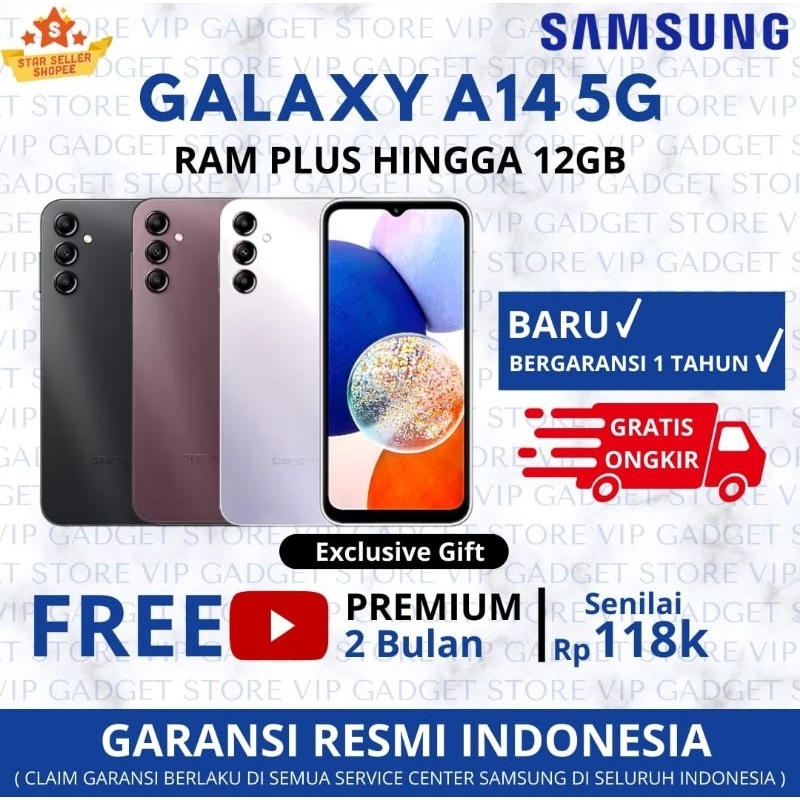 Jual SAMSUNG GALAXY A14 5G 6+6/128GB | JARINGAN 5G | 6,6" FHD+ | TRIPLE ...