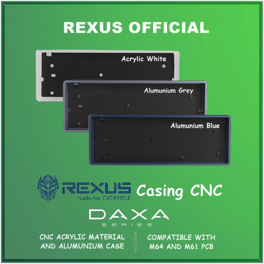 Jual Rexus Daxa M61 Barebone CNC Case Gaming Keyboard 61 Keys 64 Keys ...