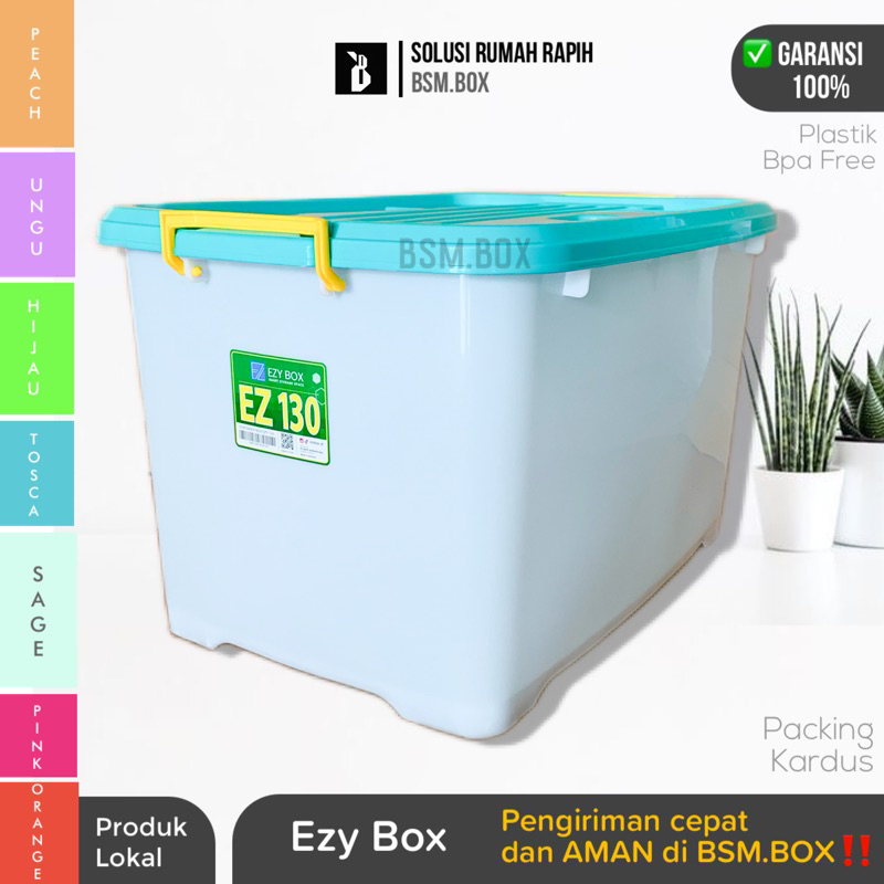 Jual Bsm Container Box Besar Ezy Cb 130 Liter Kotaktempat Penyimpanan Wadah Plastik Dengan Roda 1157