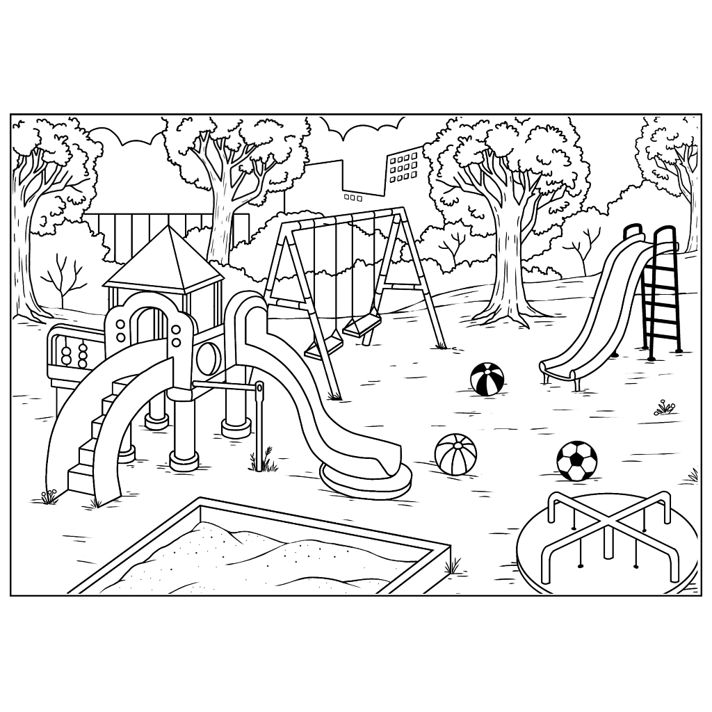 Jual Kertas Gambar Mewarnai Tema Taman Bermain | Kertas Mewarnai