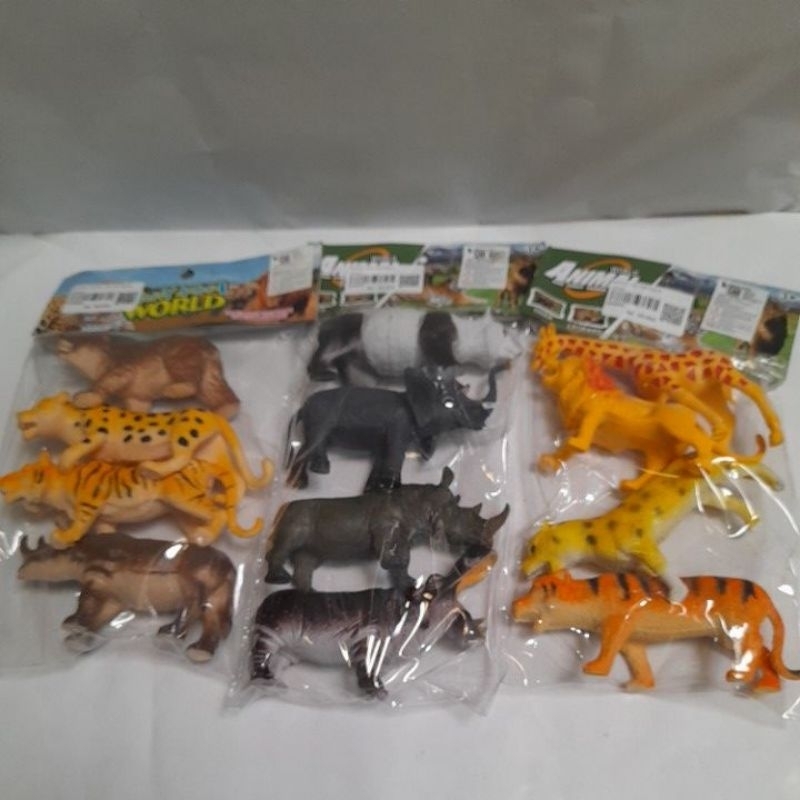 Jual Mainan Hewan Binatang Karet Isi 12pcs Wild Animal Set 588A ...
