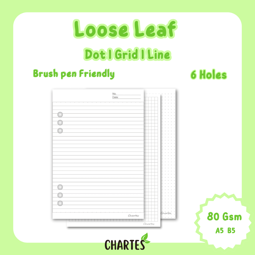 Jual Loose Leaf Refil Isi Binder A5 B5 6 Holes / Lubang Dot, Grid, Line ...