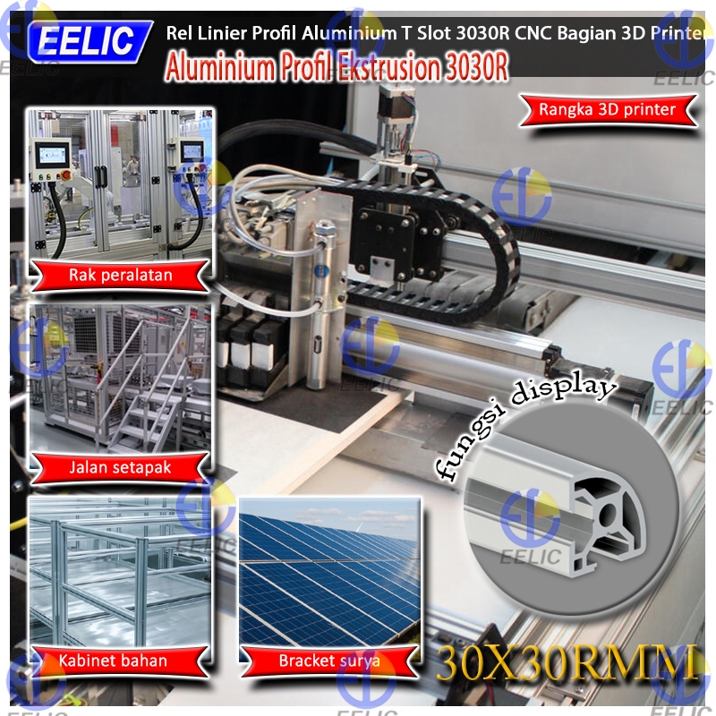 Jual EELIC ALM-EX3030RTS panjang 100cm Aluminium profile exstrusion ...
