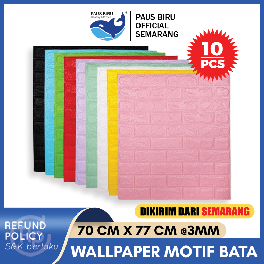 Jual PAKET 10 LEMBAR !! Wallpaper Dinding 3D Foam Motif Batu Bata 70 X ...