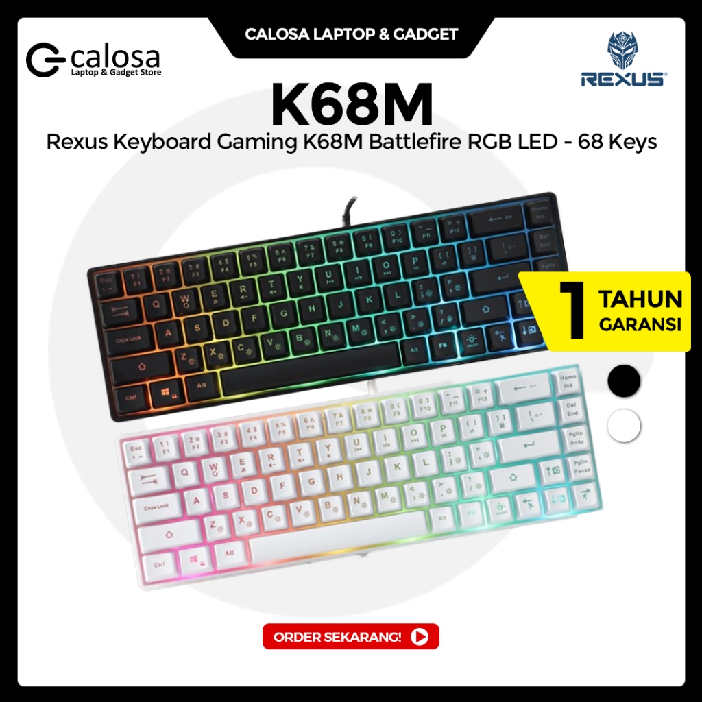 Jual Rexus Keyboard Gaming K68M Battlefire RGB LED Original