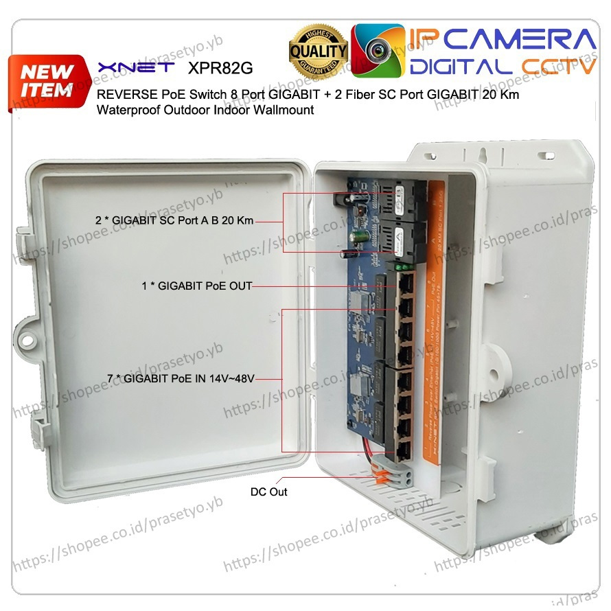 Jual GIGABIT Reverse PoE Switch 7*PoE In 1*PoE Out 2*Fiber Optic SC ...
