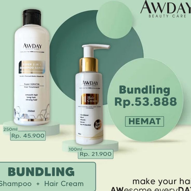 Jual Pasti Murah Paket Bundling Hemat Shampoo Awday Super Keratin 3in1