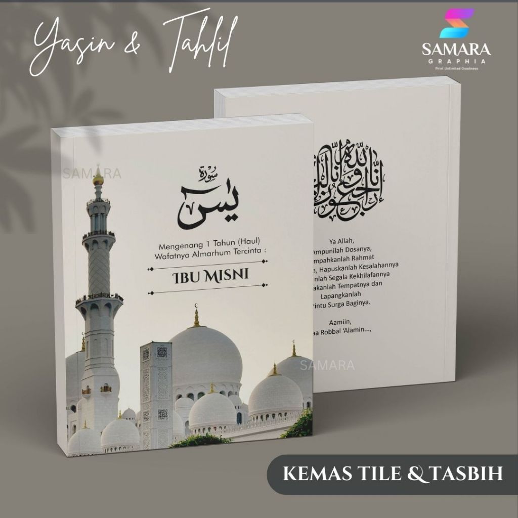 Jual Buku Yasin Dan Tahlil Custom Lengkap Dengan Foto Almarhum Surat Yasin Model Daisy 1