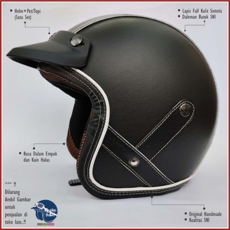 Jual Helm Vespa Original Full Kulit model Klasik dan Jadul cocok