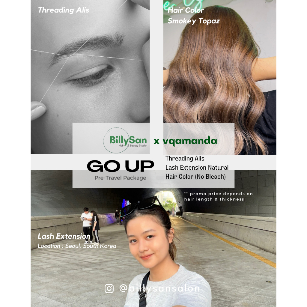 Jual Go Up at BillySan Salon, threading alis, lash extension, hair color short (pendek) Shopee