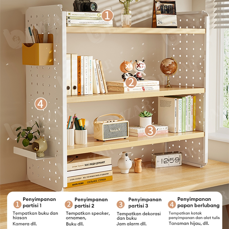 Jual BMZAR Rak Meja Serbaguna Table Rack Desk Organizer Rak Buku Kayu ...