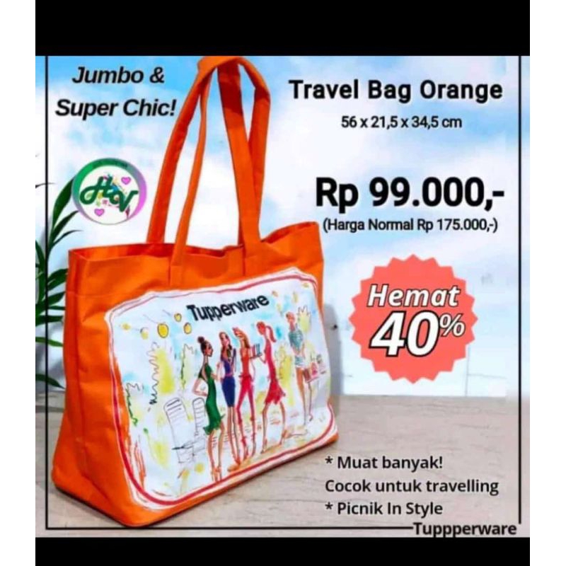 Jual Tas Tupperware original handbag travel bag orange | Shopee Indonesia