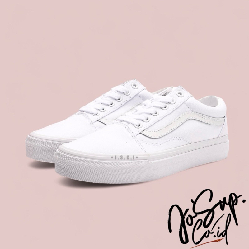 Jual Vans Old Skool All White True White Shopee Indonesia