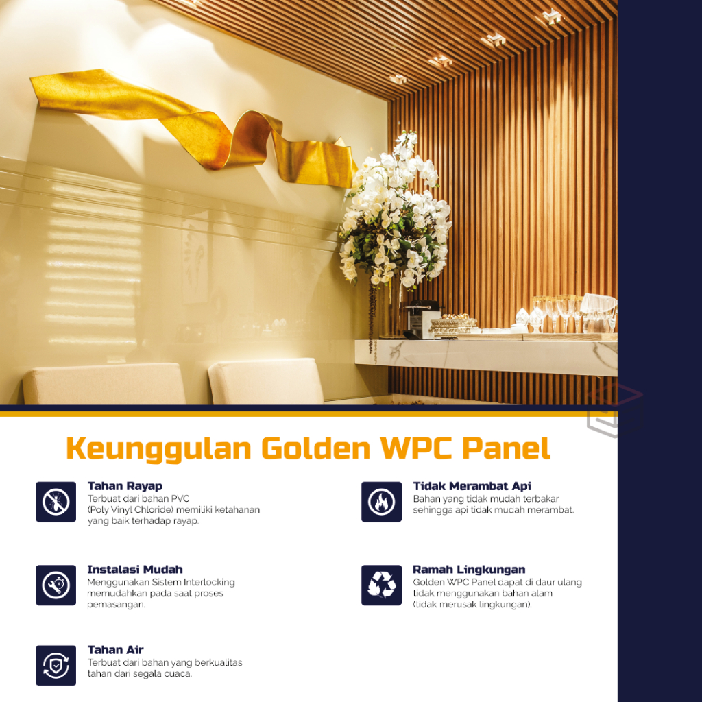 Jual GOLDEN WPC Wall Wood Panel 15 cm x 3 m @1 lembar/Wood Panel ...